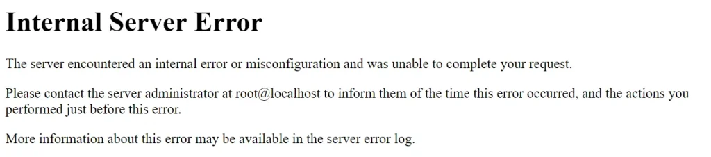 WordPress 500 Internal Server Error